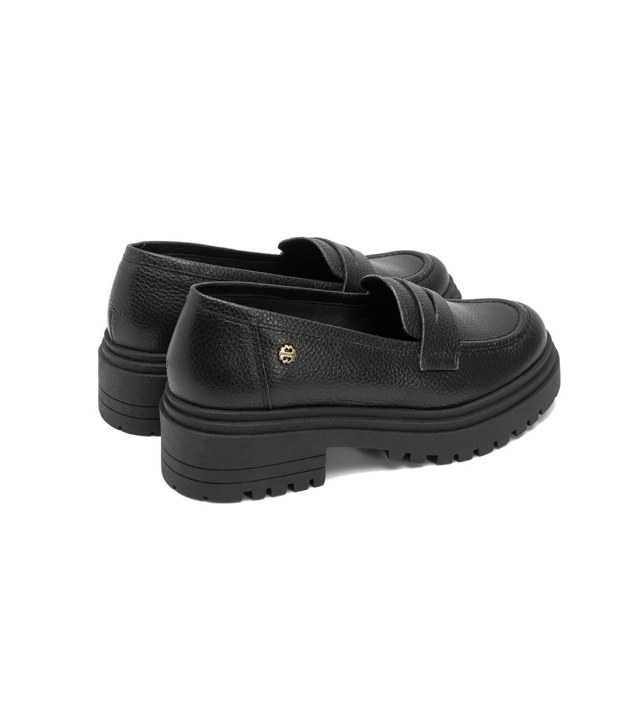 Mocassins Porronet Sahira em couro preto - Altura do salto: 5 cm -