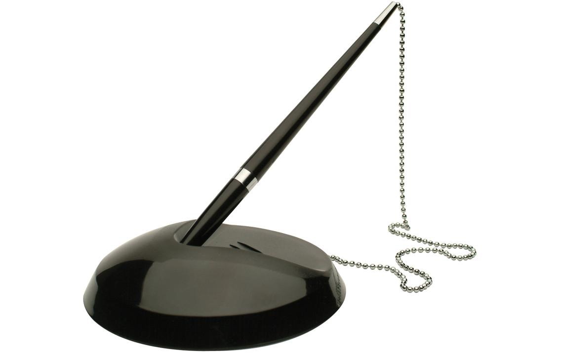 Kugelschreiber mit Halter und Kette 0.7 mm, SchwarzKugelschreiberständer