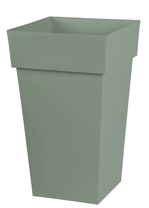 Pot carré polypropylène EDA Toscane vert laurier 39 x 39 x h.65 cm