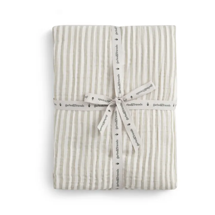 garbo&friends Drap-housse Stripe Anjou en coton bio | Gris clair