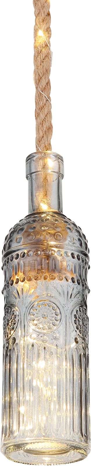 LED-Lichterkette - Hanfseil - Glas - 174 cm