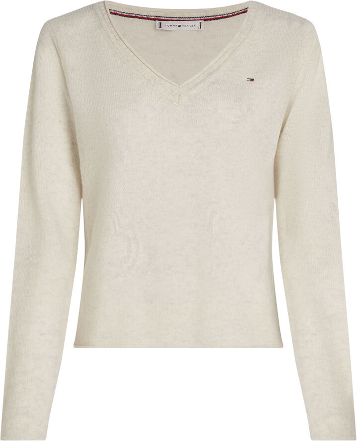 Tommy Hilfiger SOFT WOOL V-NK LS SWEATER Ivory petal heather