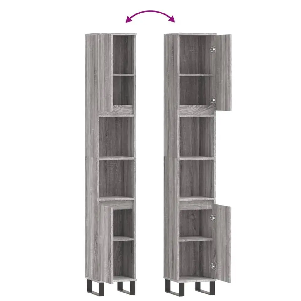 vidaXL - Kolomkast met 2 deuren - Grijs sonoma eiken - Hout - 30x30x190 cm
