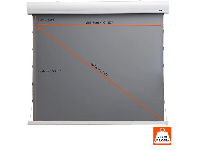 Celexon Tension-Leinwand HomeCinema Dynamic Slate ALR 265x1 HomeCinema Hochkontrastleinwand Tension 265 x 149 cm 120