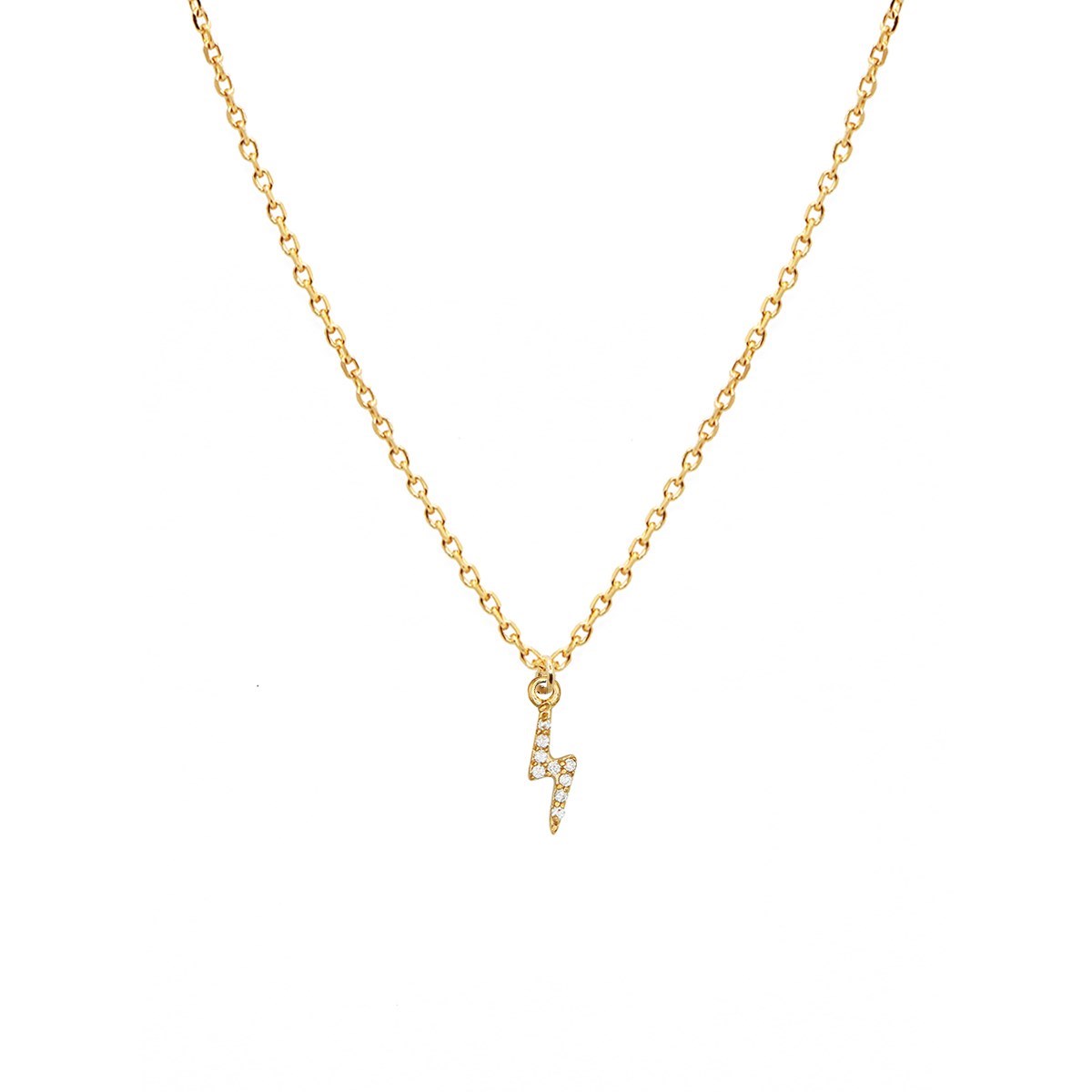 Collier éclair zircons doré à l'or fin 24k LILY