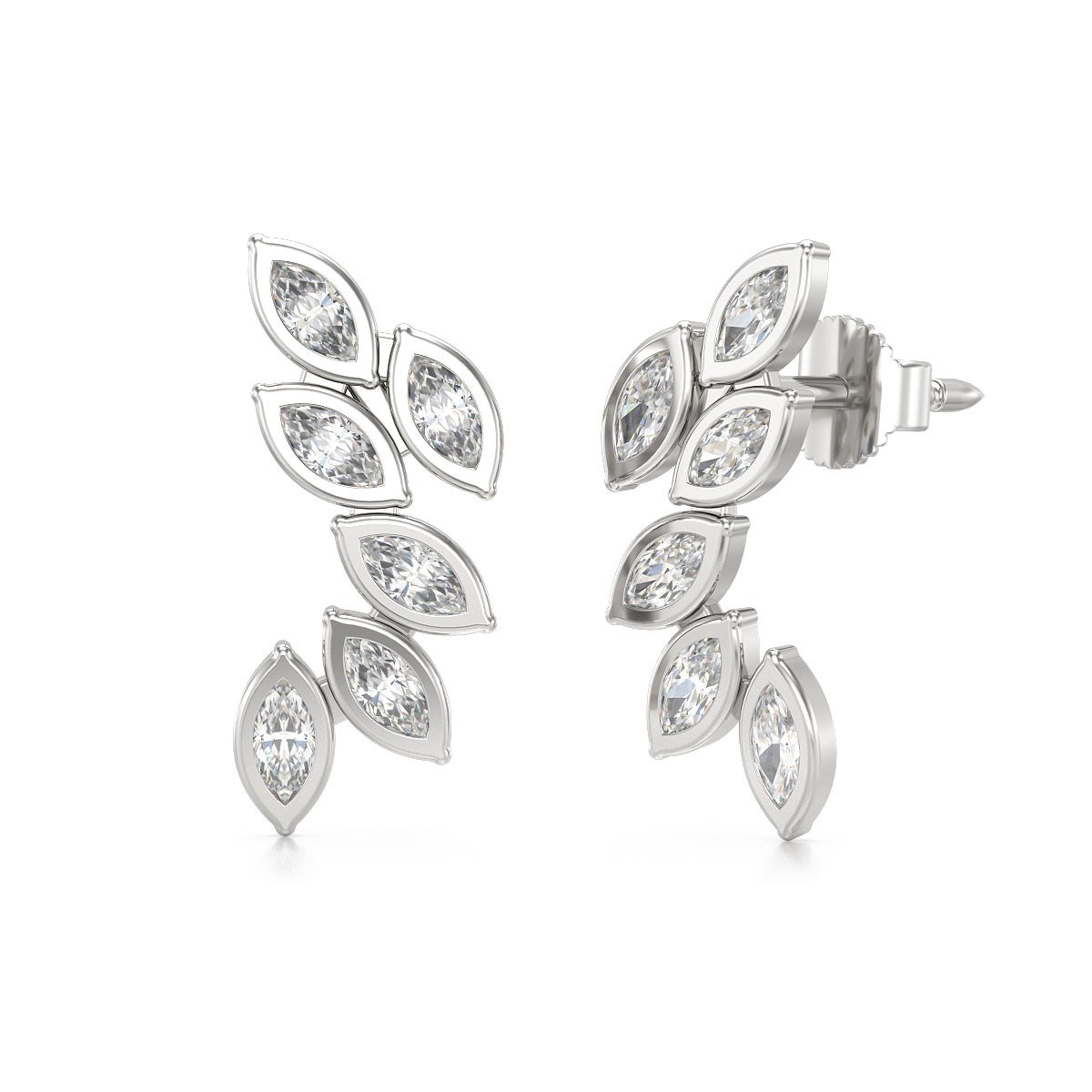 Boucles d'oreilles ADEN Or 585 Blanc Diamant 1.71grs