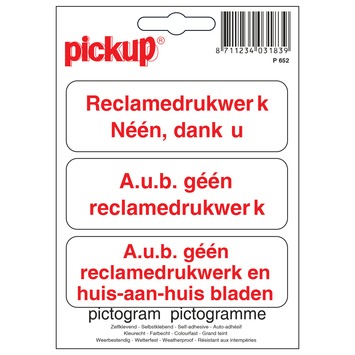 Pickup pictogram geen reclame 10x10 cm