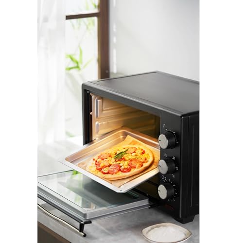 STEInBORG Mini four 25 litres | Four à pizza | Four 3 en 1 | Mini four | Mini four | Plaque ramasse miettes | Chaleur de voûte et de sole | Convection | Minuterie 60 min | 1600 W : Cuisine et Maison