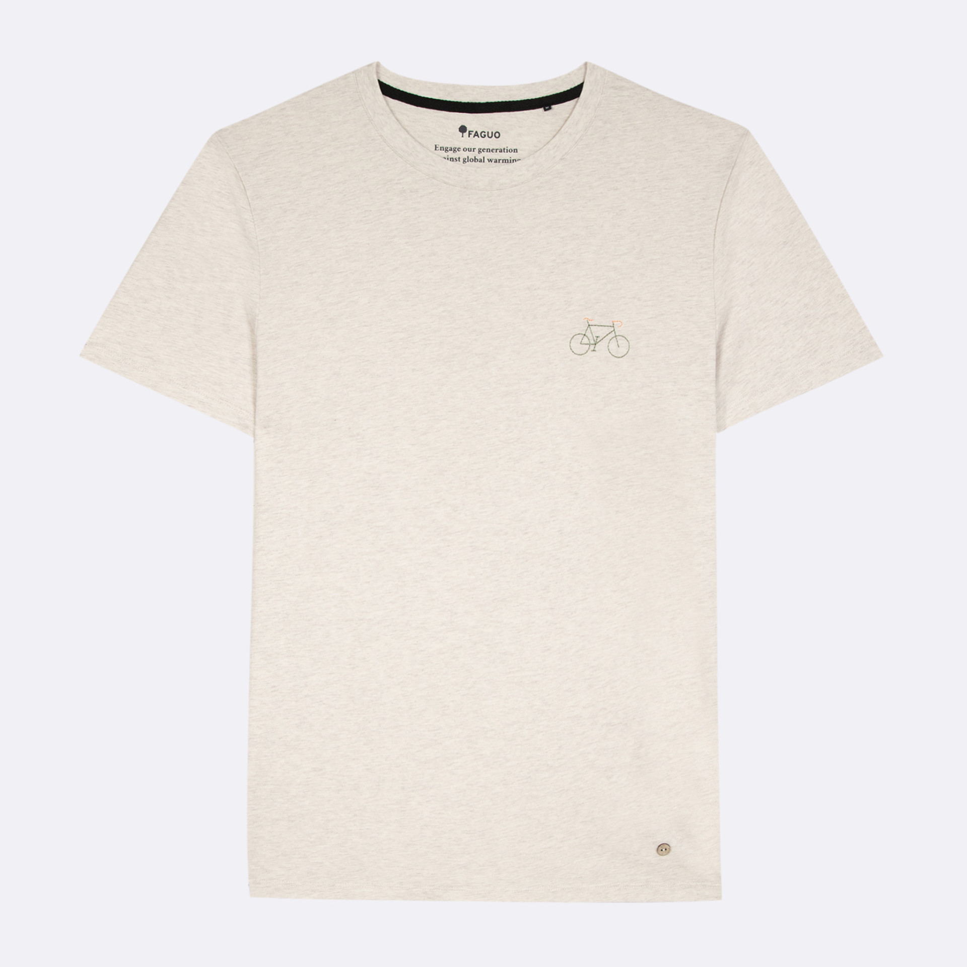 T-shirt col rond beige vélo Coton et coton recyclé - modèle Arcy