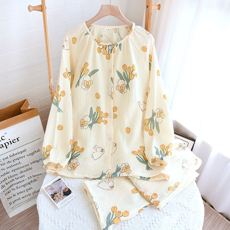 molpes - Pyjamaset: top met lange mouwen en patroon + broek