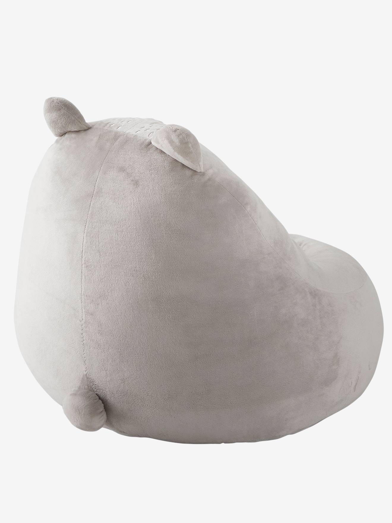 Poltrona em forma de urso com pele sintética bicolor cinza-claro/multicolorida