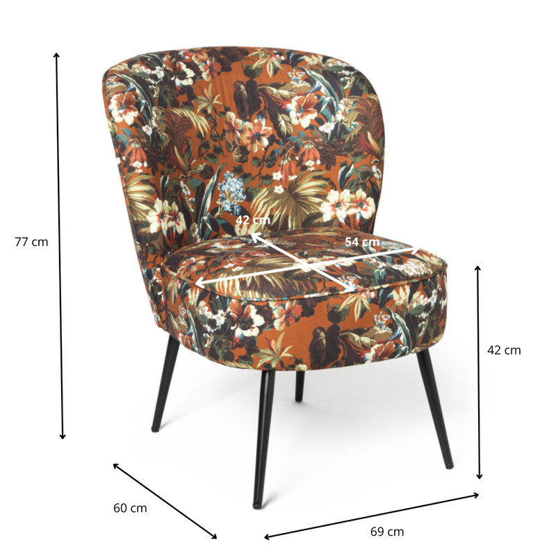 Fauteuil Frida - gebloemd - 77x69x60 cm