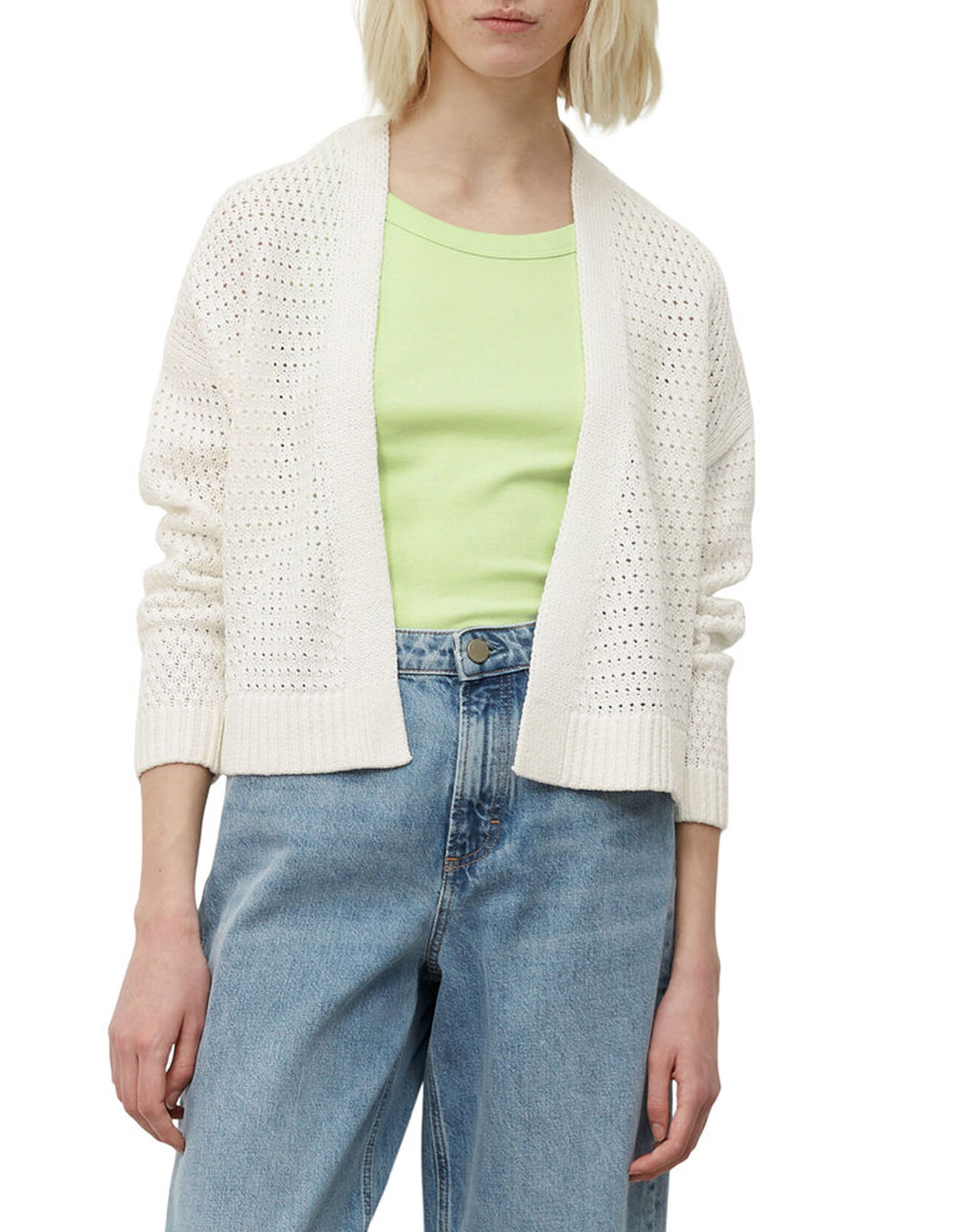 Marc O'Polo Gilet Tube Maille Ajourée blanc