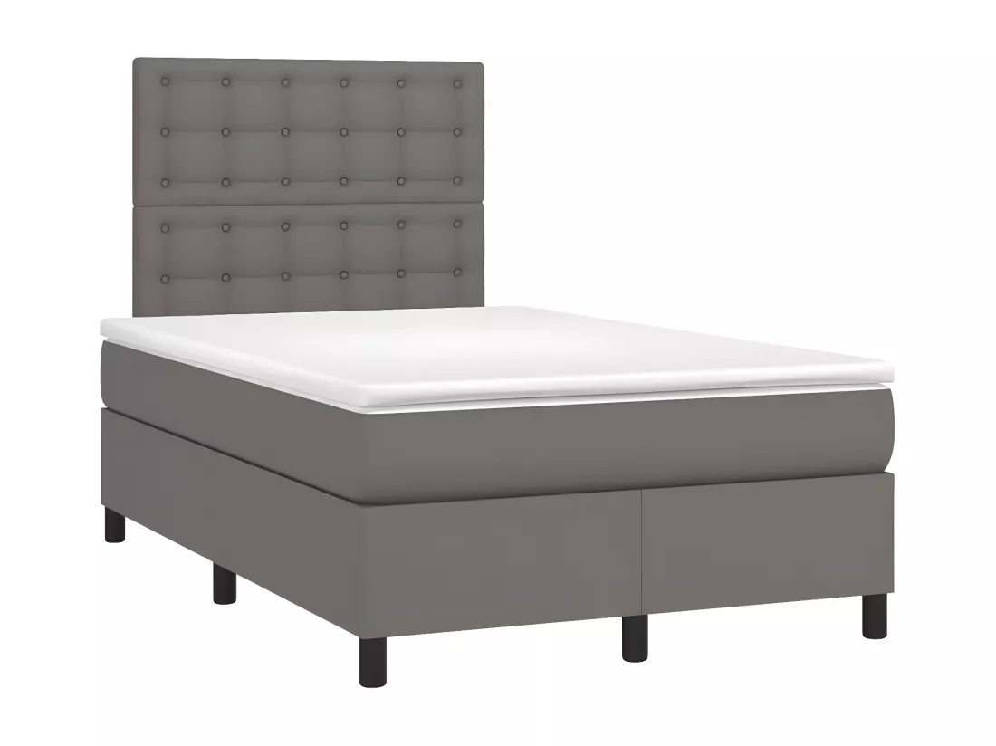 Sommier tapissier matelas et LED Gris 120x200 cm Similicuir