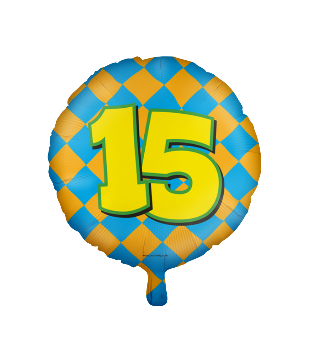 Helium Ballon 15 Jaar Gekleurd Leeg 46cm