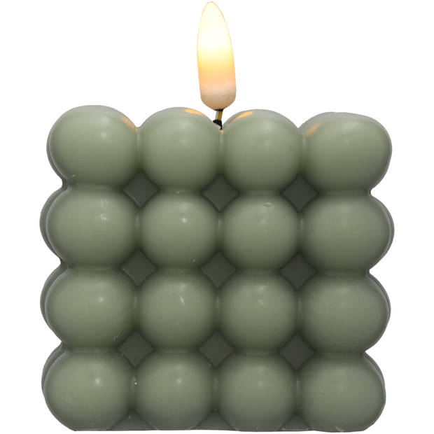 Blokker Bubble LED kaars 7,5x7,5cm groen