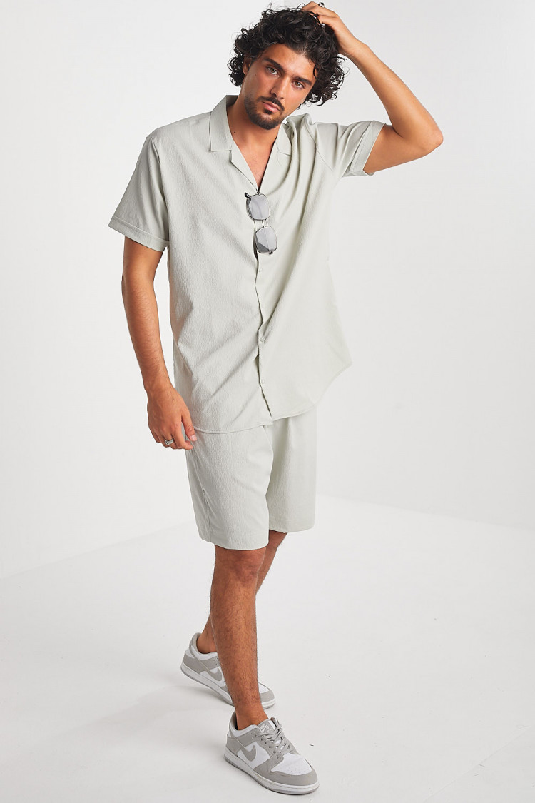 Ensemble 2 pièces chemise + short gris