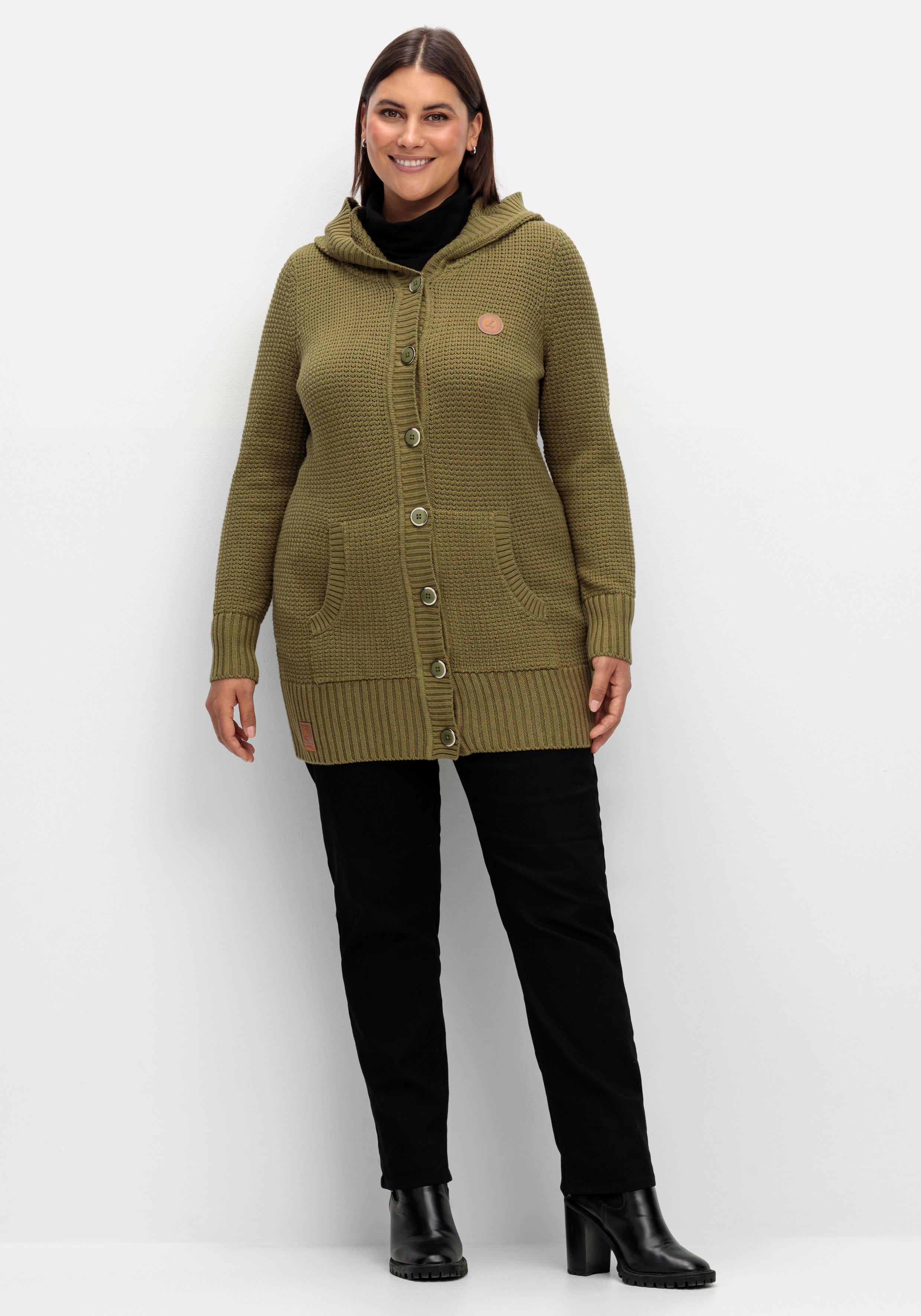 Strickjacke mit Kapuze, in Longform