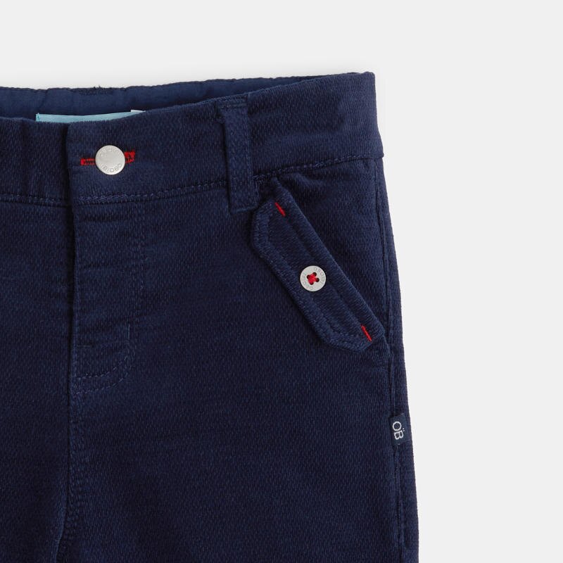 Pantalon velours fantaisie à revers bleu bébé garçon Bleu