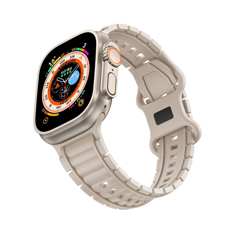 Apple Watch (42/41/40/38 mm) HNBR Armband mit Knopf Verschluss (Gelenkumfang: 160-220mm) - Beige