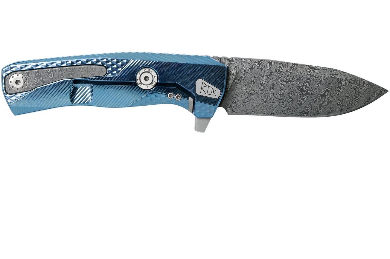 LionSteel ROK Damascus Blue Titanium ROK DD BL zakmes