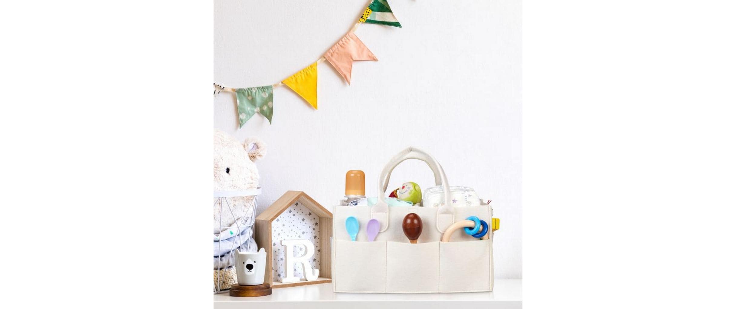 Pflegekörbchen Windel Caddy Filz BeigeMultifunktionaler Organizer für Kindersachen