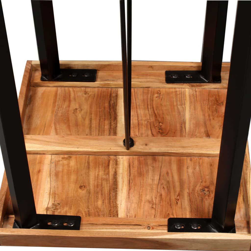 vidaXL 3-delige barset, massief acaciahout, leer en canvas
