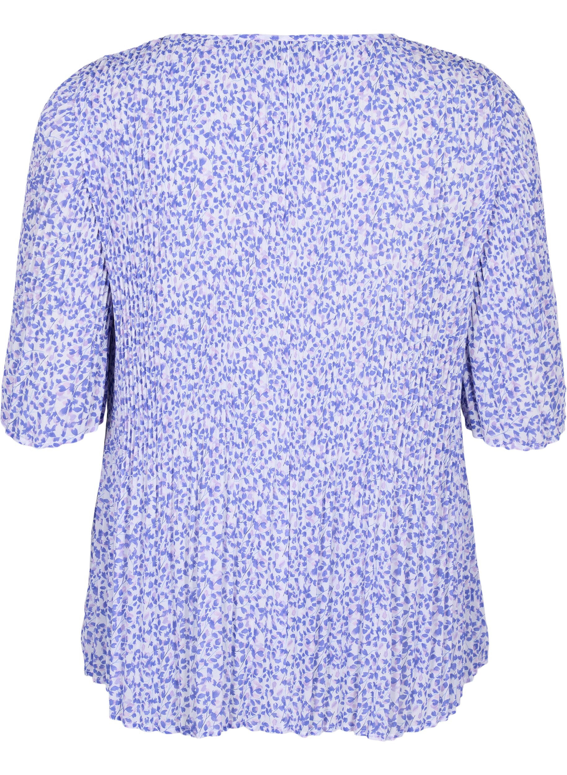 Blomstret bluse i plissé