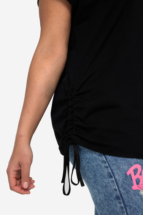 T-Shirt, oversized, Rundhals, seitliche Raffungen