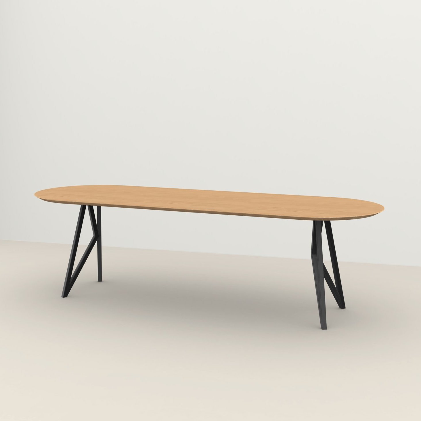 Studio HENK tafel Butterfly Plat ovaal - zwart frame, hardwax light 3041 240 x 90 | HWO NL 3041 | Verjongde Rand | Frame Zwart