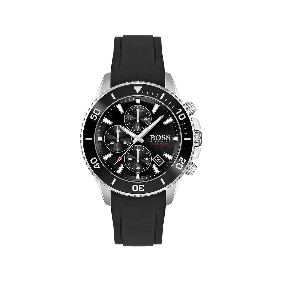 Montre Boss homme acier bracelet silicone noir