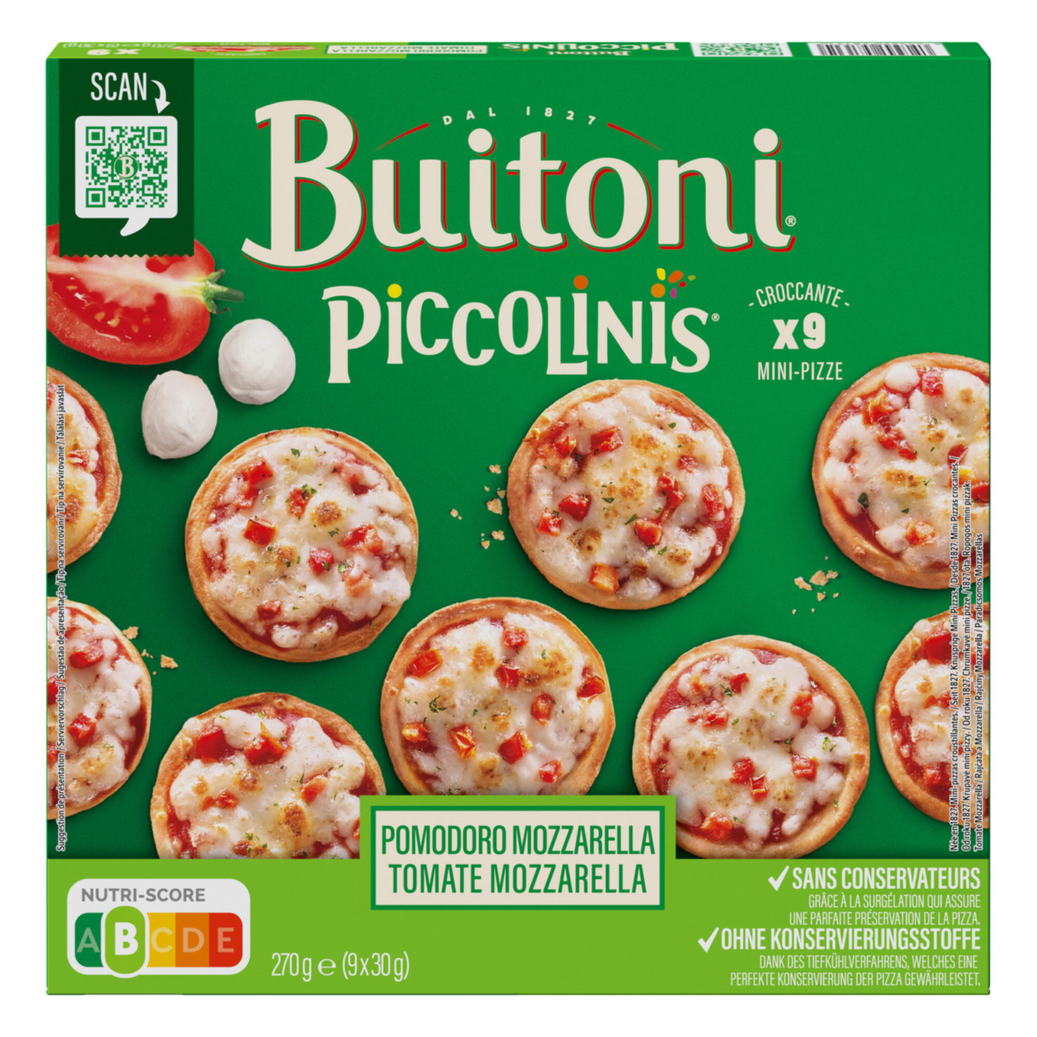 Buitoni Piccolinis Pizza Tomate Mozzarella 9 Stück