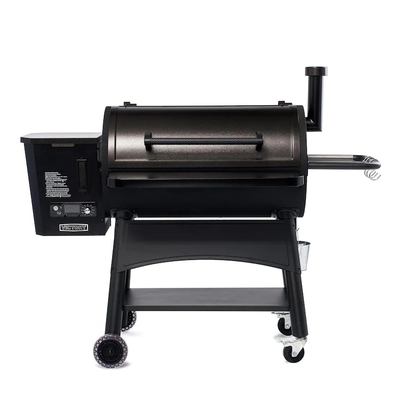 Churrasqueira a Pellets de Madeira Victory de 35 Polegadas com Prateleira Frontal, Reservatório de 29 Libras e Carrinho com Tambor de Aço Calibre 16 - BBQPG