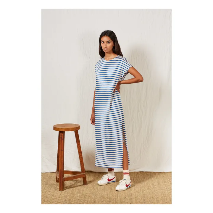 a.p Robe T-Shirt Fanelie Rayures Coton Bio | Bleu marine