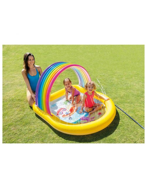 Intex Regenboog Sproei-Zwembad - Easy Set Baden - 147x130x86 cm Leeftijd 2+
