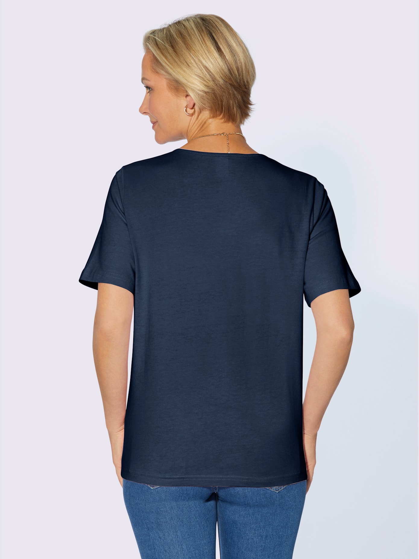 T-shirt simple avec effet brillant sur encolure