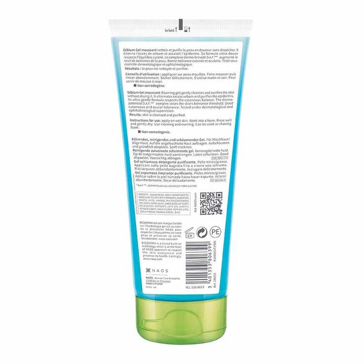 Bioderma Sebium Gel Moussant Reinigungsgel Tube für  unreine, ölige zu Akne neigende Haut, 200 ml
