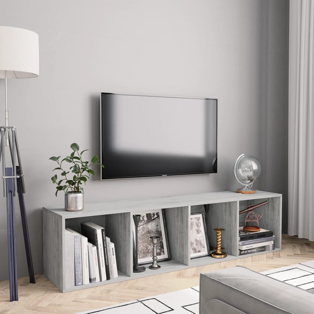vidaXL Boekenkast/TV-meubel betongrijs 143x30x36 cm