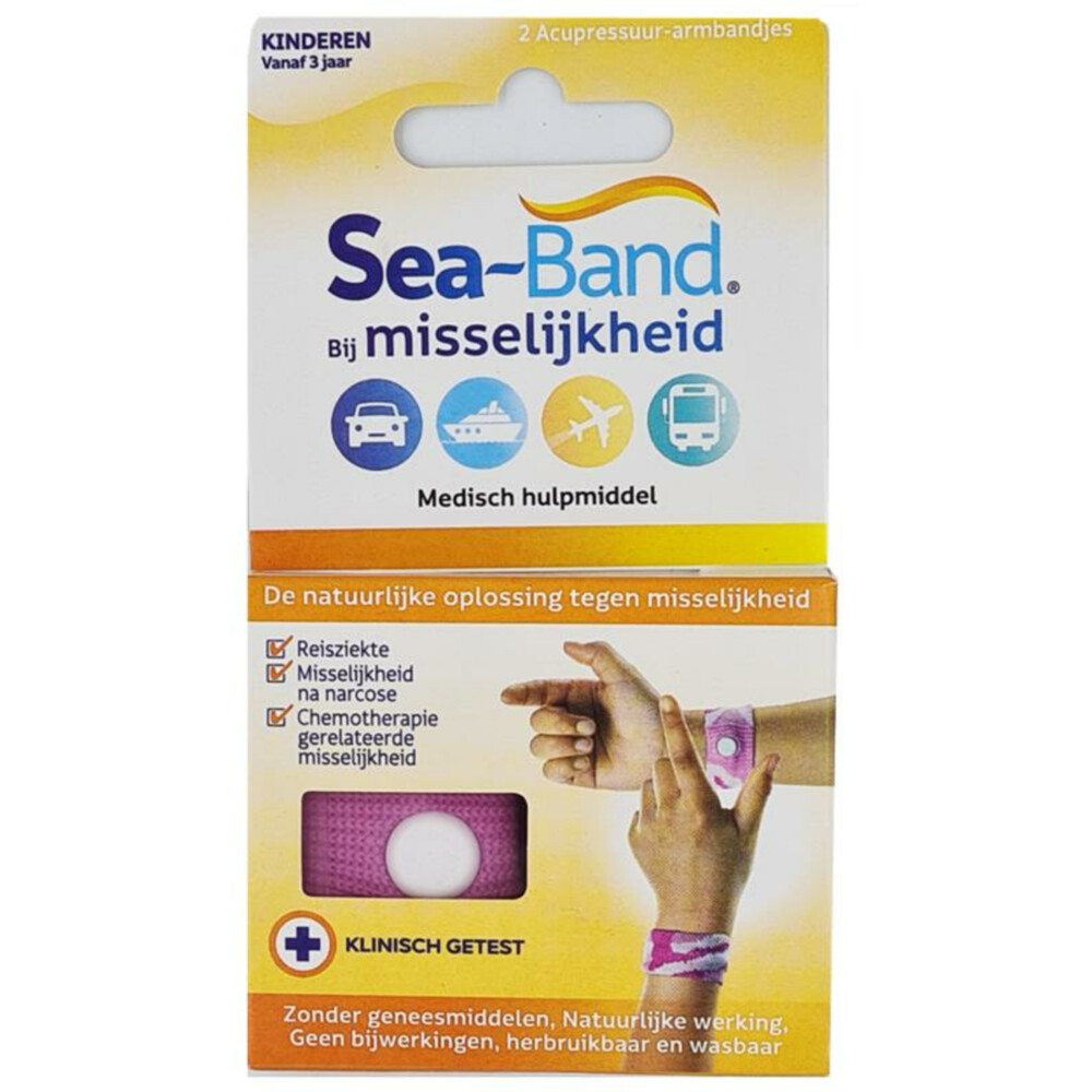 Sea Band Polsband Bij Misselijkheid Kinderen Roze1 paar