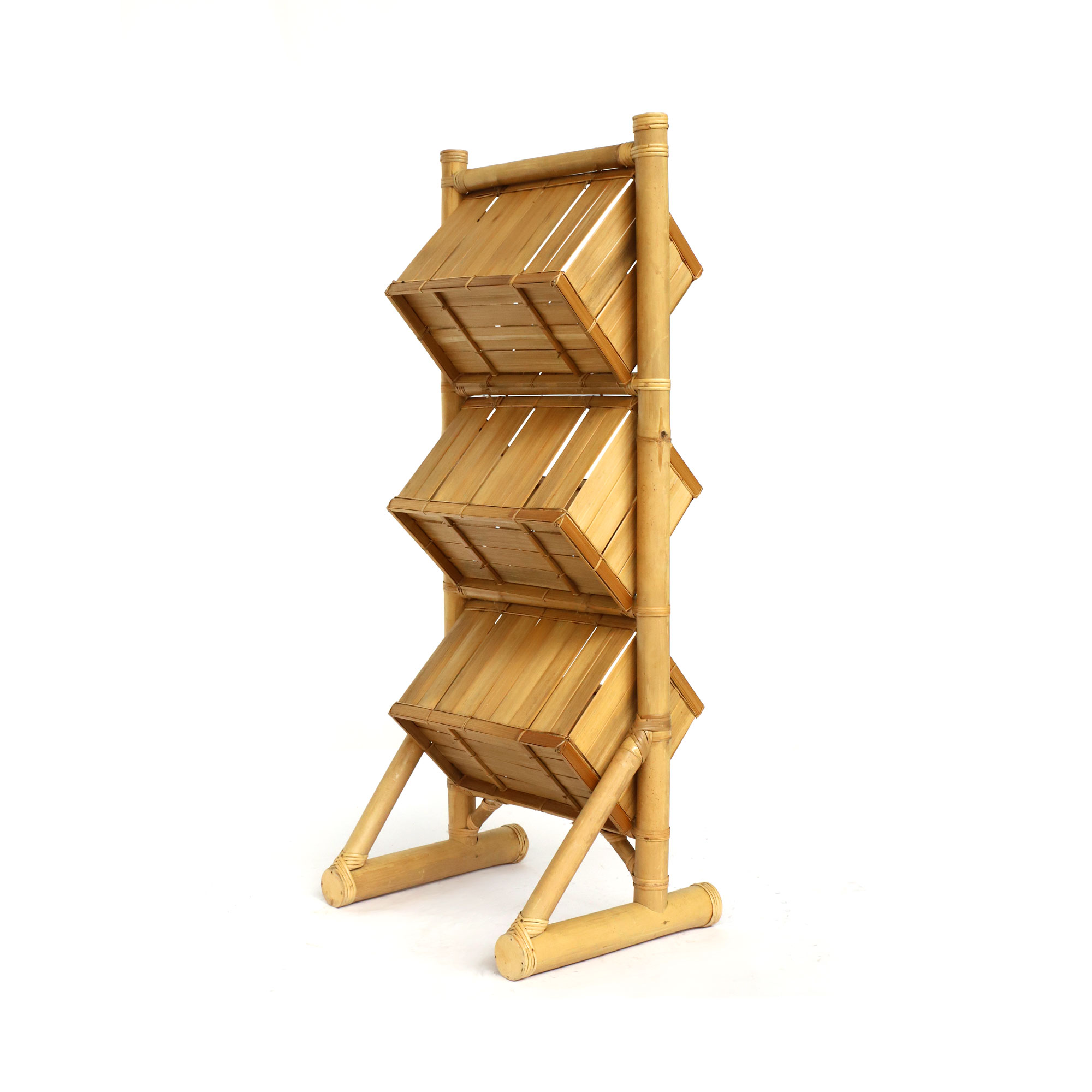 3er Bambus-Boxen in Regal, H 120 cm, B 53 cm, L 40 cm von fischer's lagerhaus