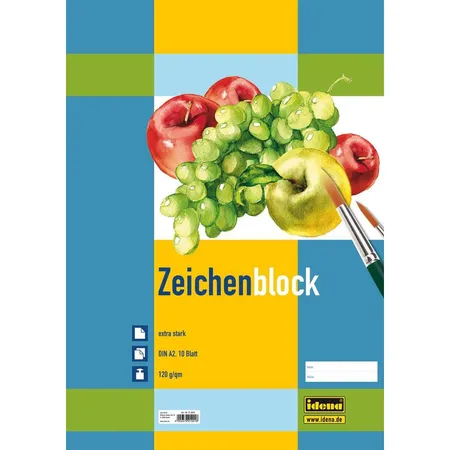Idena Zeichenblock DIN A2, 10 Blatt,120g, extra stark