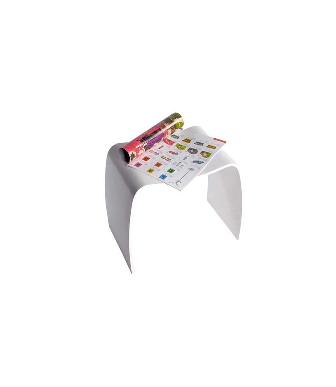 Paris Prix - Tabouret Design oméga 47cm Blanc