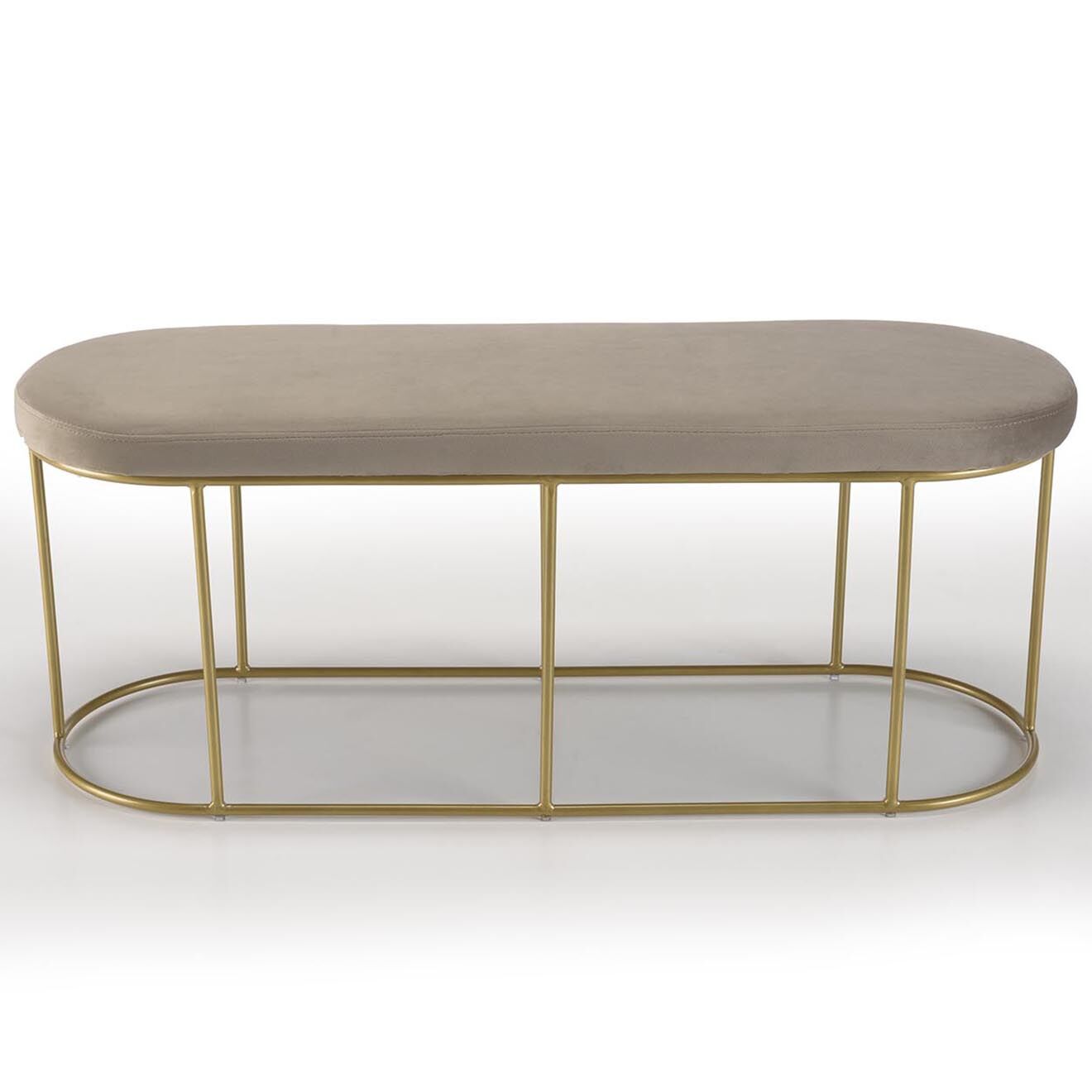Macabane Banc velours agathe taupe - 105x36x42 cm