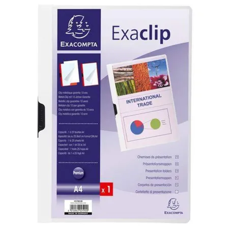 Exacompta Klemmmappe Euro Clip, A4, weiß