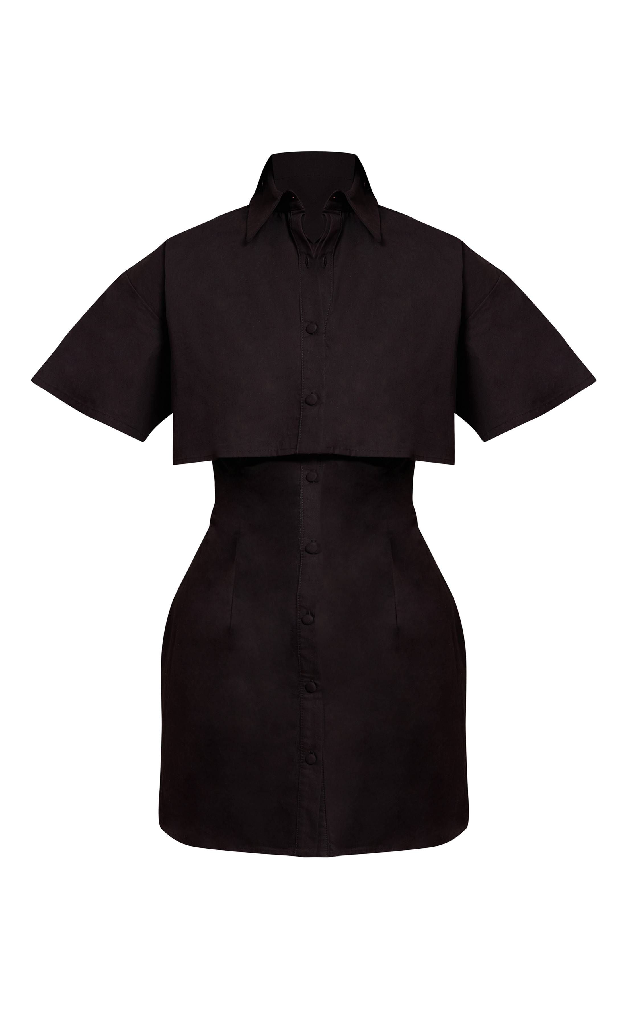 Noir Robe Droite Grande Taille Avec Détail Superposition