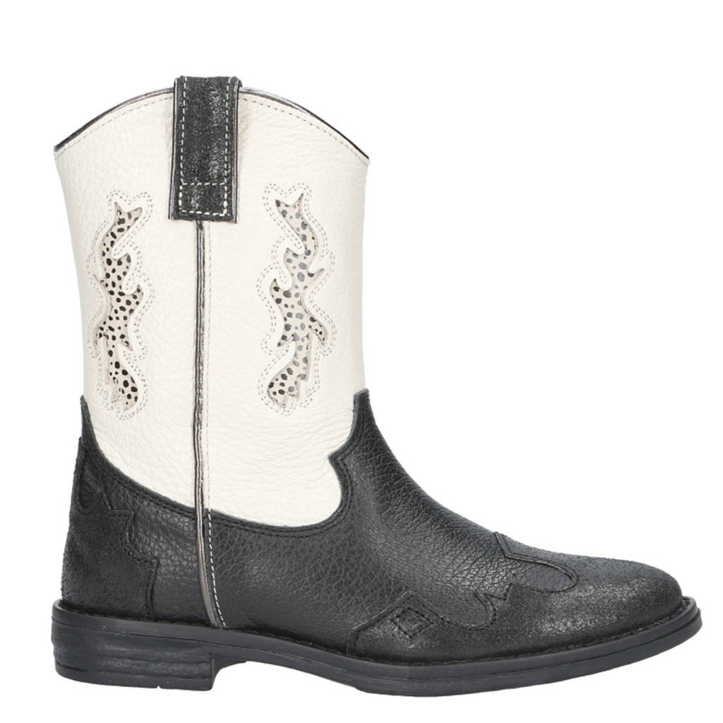 Red Rag leren cowboylaarzen zwart/ecru