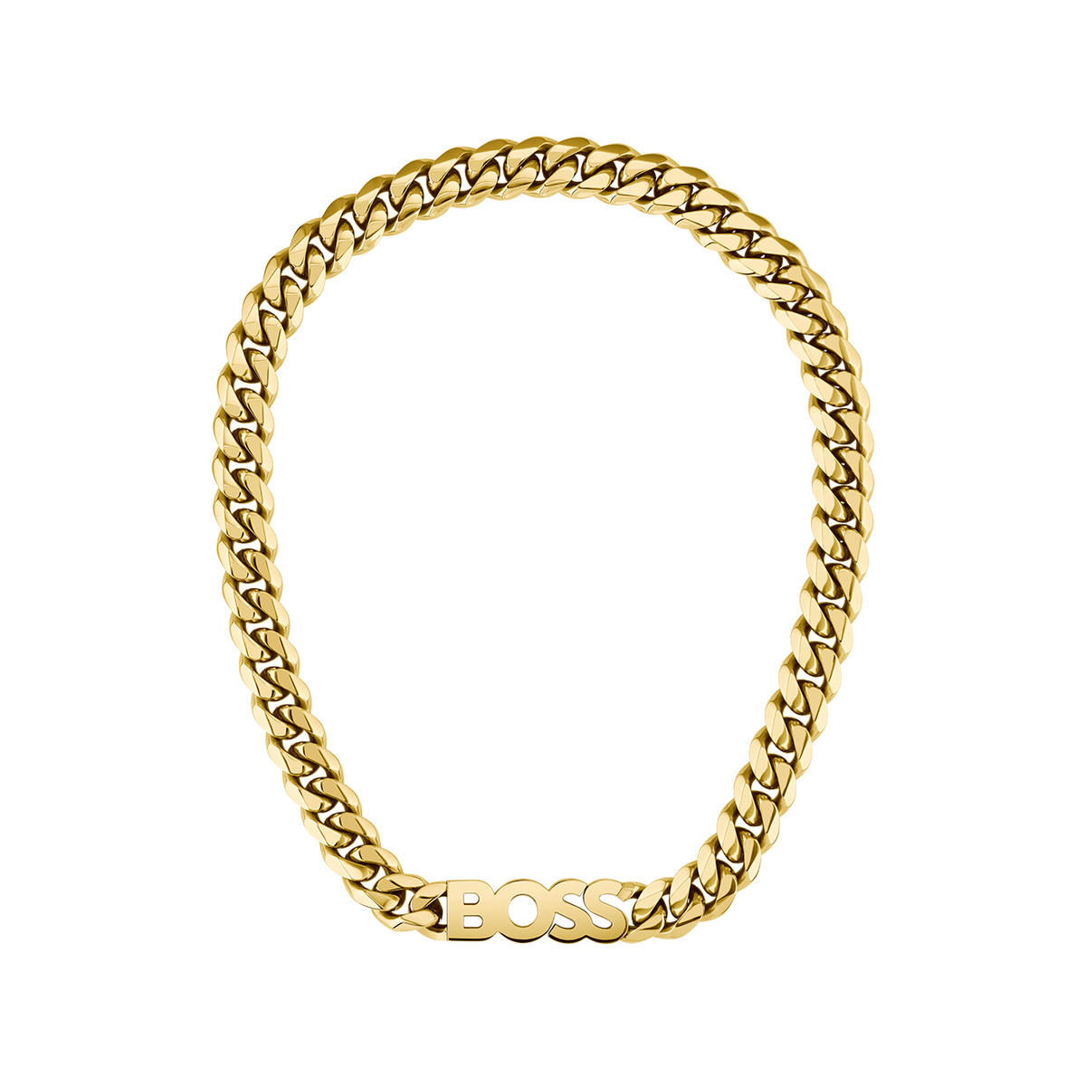 Collier Boss homme acier doré jaune 50 cm