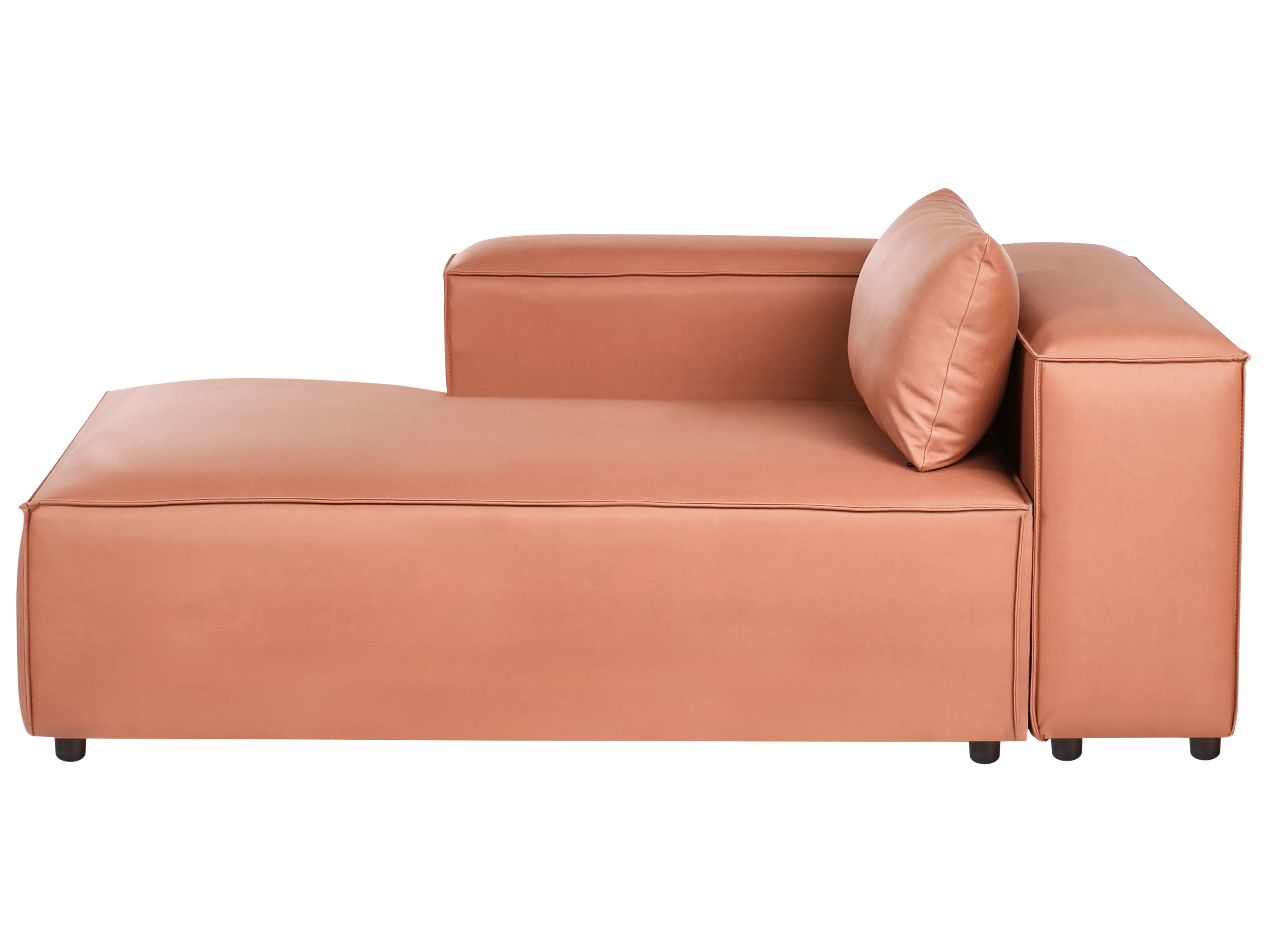 Rechtszijdige chaise longue BRANDE Kunstleer Goudbruin