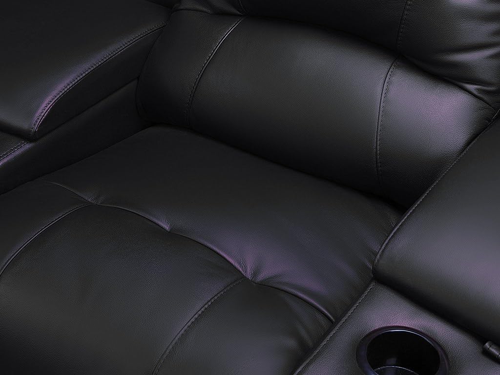 Vente-unique-Relaxsofa 3-Sitzer - Leder - Schwarz - Aroma