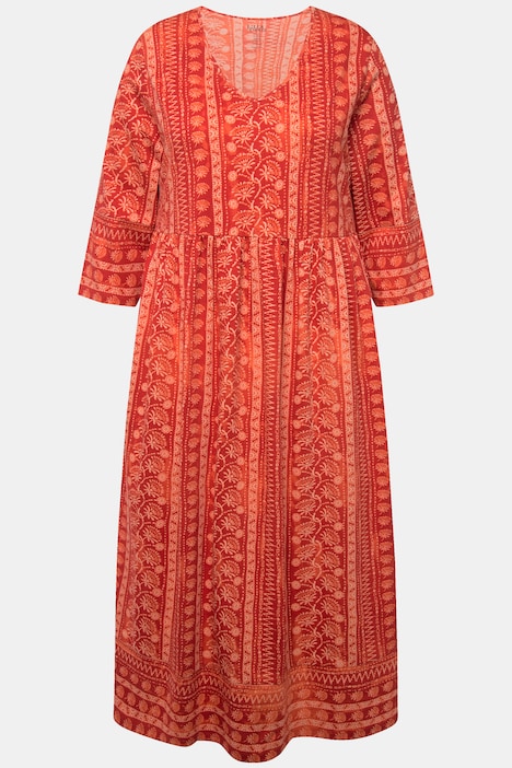 Jerseykleid, A-Linie, V-Ausschnitt, 3/4-Arm, Taschen